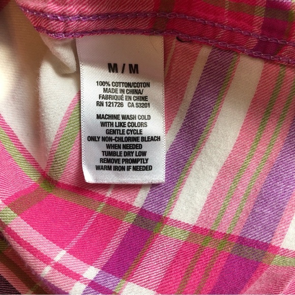 Aeropostale Girls Pink/Purple Plaid Shirt Size M - Picture 7 of 7